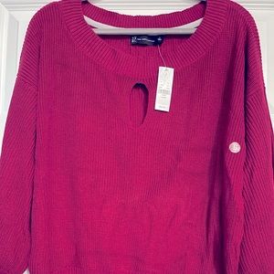 NY & Co sweater hot pink lighting give it a reddish color